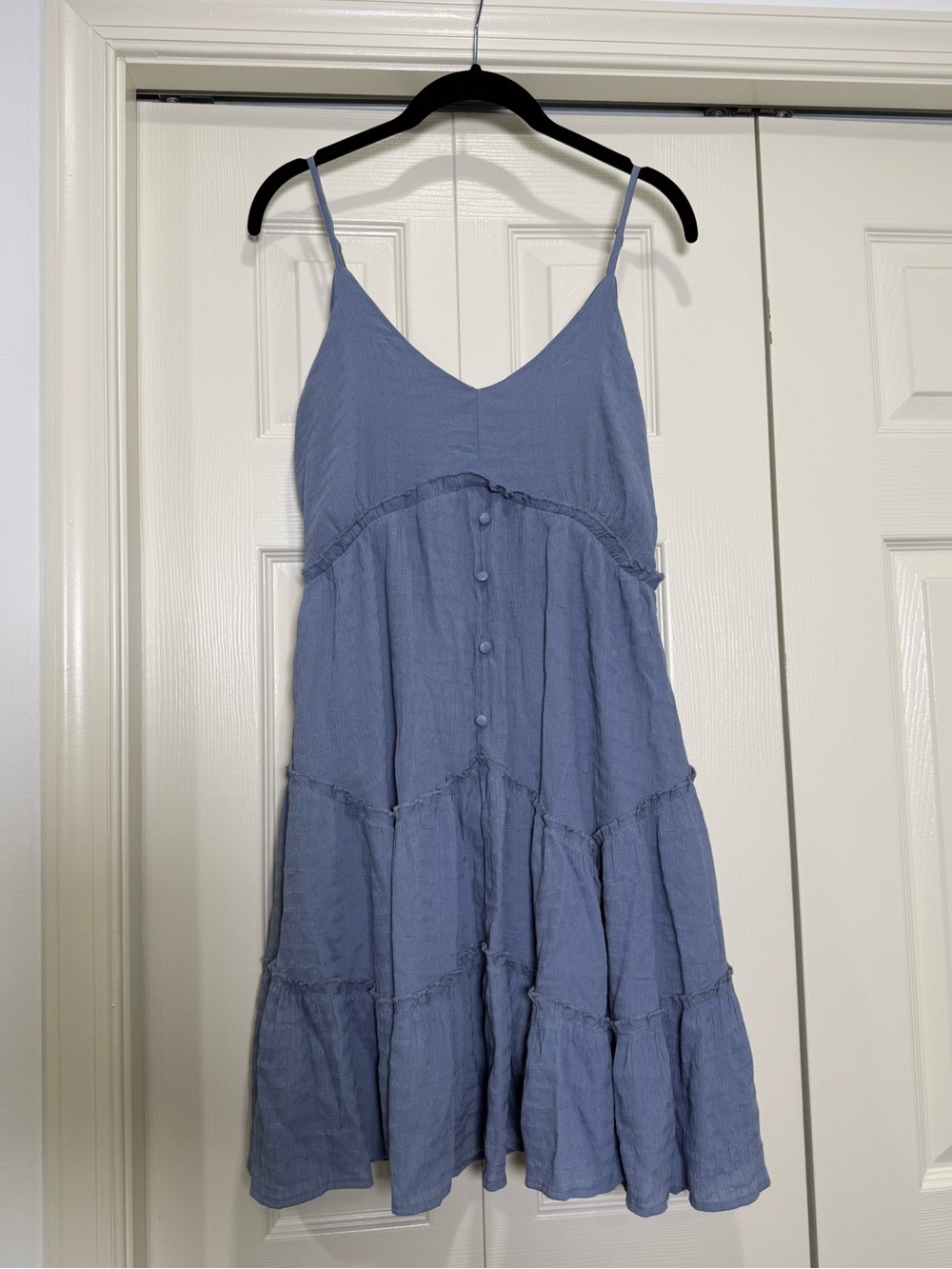 &merci Tiered Spaghetti Strap Mini Dress Blue Size Medium